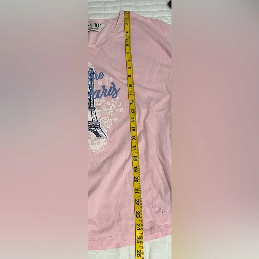 Peter Alexander “J’adore Paris” Eiffel Tower short sleeve eyelet ruffle sleeve M